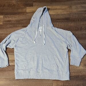 Aerie Light Gray Hooded Womens Sweater